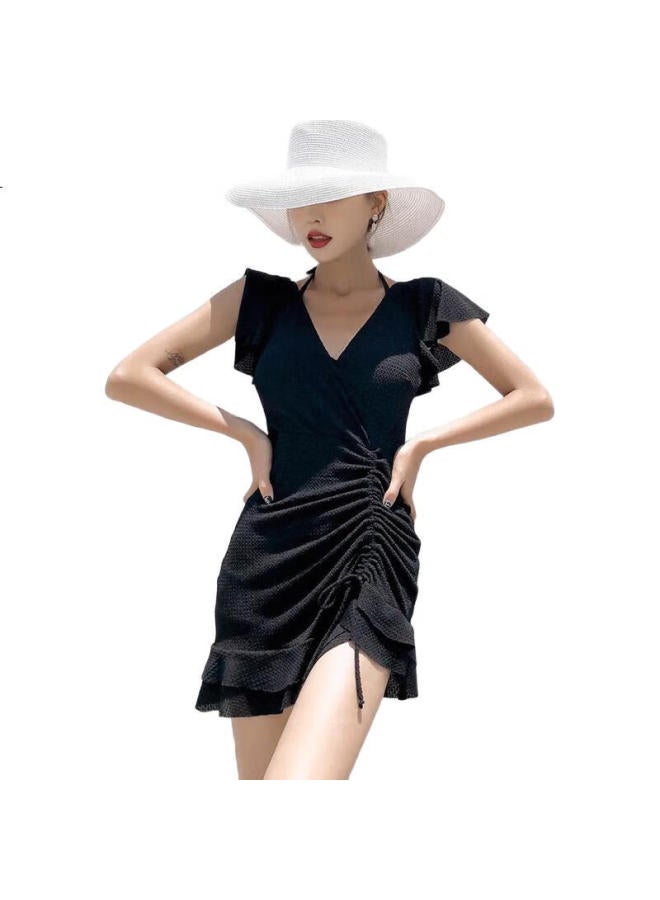 Dk Swimsuit For Women, Conservative, Tummy Control, Slimming, Korean Style One-Piece, Vacation Beach Dress, Hot Spring Swimwear - Image 2