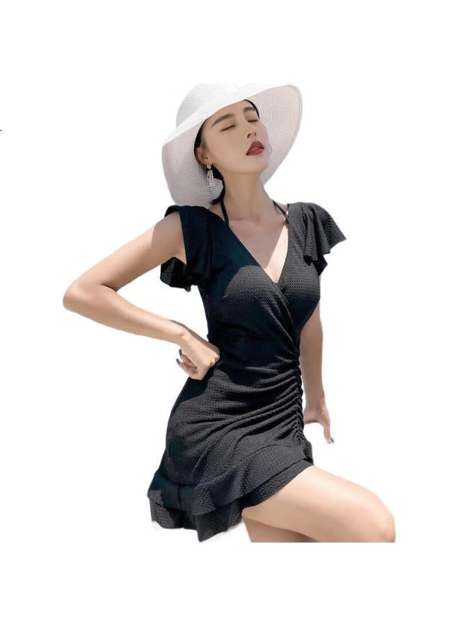 Dk Swimsuit For Women, Conservative, Tummy Control, Slimming, Korean Style One-Piece, Vacation Beach Dress, Hot Spring Swimwear - Image 3