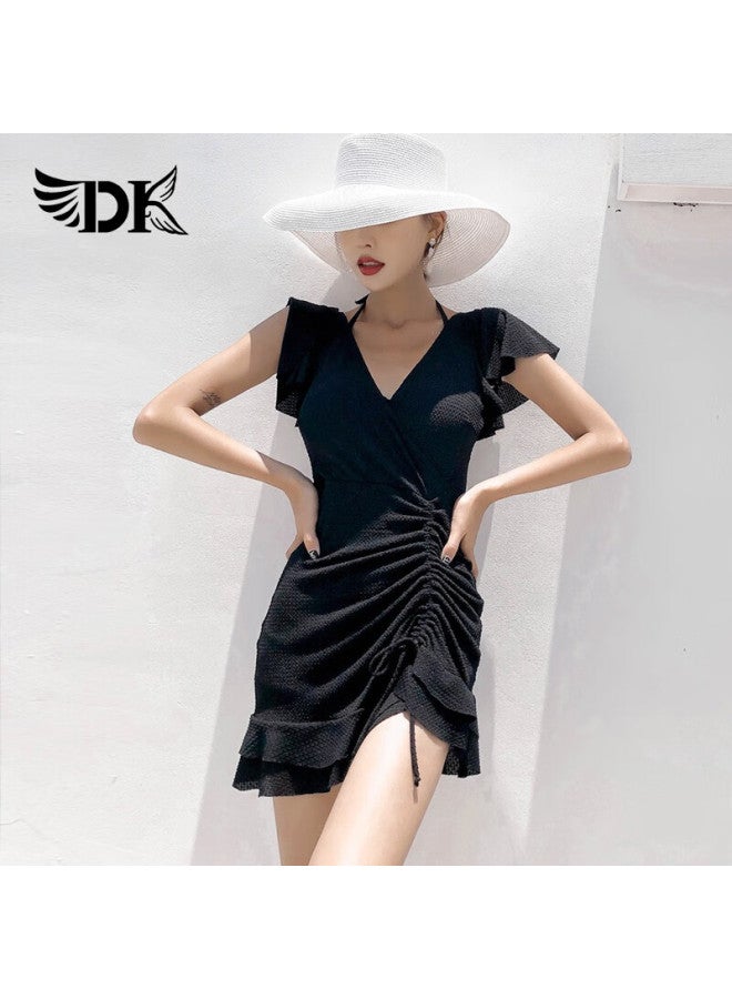Dk Swimsuit For Women, Conservative, Tummy Control, Slimming, Korean Style One-piece, Vacation Beach Dress, Hot Spring Swimwear - Image 2