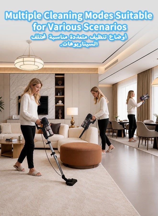 رويال ستار مكنسة كهربائية يدوية، مكنسة عصا يدوية 2 في 1 مع سلك بطول 7 أمتار، قوة شفط 16 كيلو باسكال، محرك قوي 600 واط، ترشيح HEPA ثلاثي المراحل، أنبوب تلسكوبي لتنظيف شعر الأرضيات والسيارات والمنازل - Image 4
