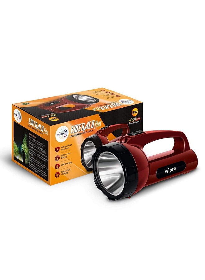 wipro Plastic Emergency Rechargeable Led Torch Light, White, Pack of 1 - Image 1