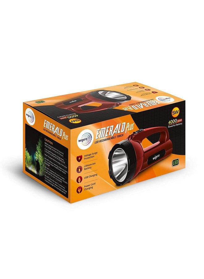 wipro Plastic Emergency Rechargeable Led Torch Light, White, Pack of 1 - Image 3