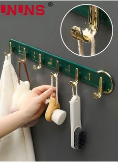 UNUNS Coat Rack Wall Mount,Wall Coat Rack With 6 Hooks,Row Hook Hanger,Hat Rack,Hat Racks For Baseball Caps,Towel Hooks,Jacket Hanger,Hooks For Bedroom Entrance Kitchen Bathroom,Bag/Key/Medals Shelf,Green  - Image 2