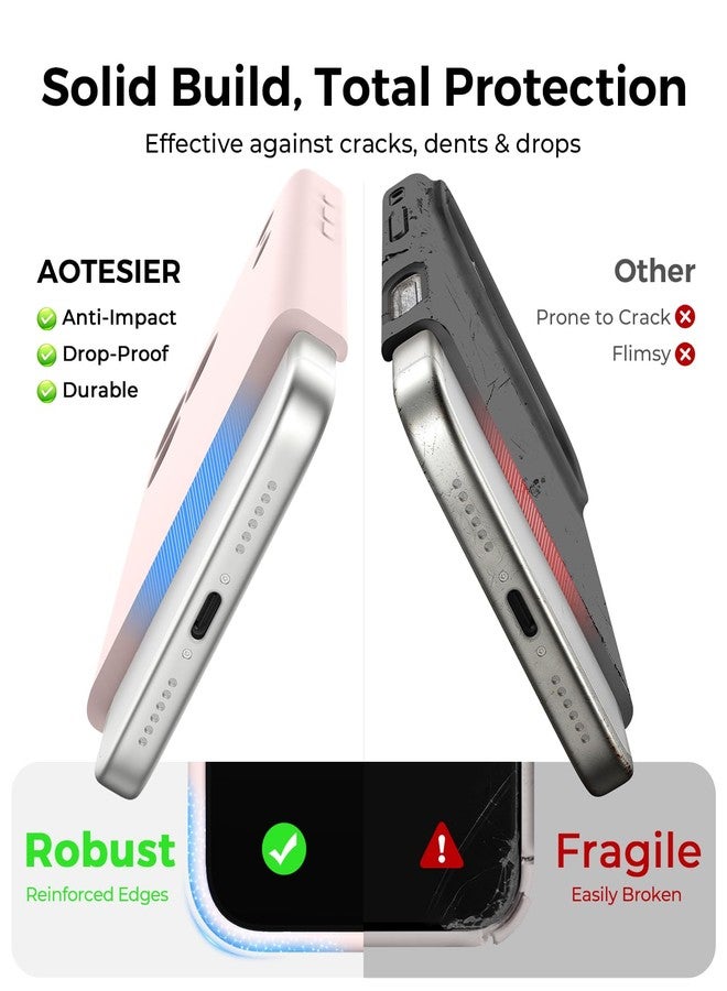 AOTESIER Compatible with Phone Pro Max Case, Silicone Upgrade [Flat-Back Camera Protection] [Arc Edge] Shockproof Protective Phone Case, 6.9 inch, Chalk Pink - Image 5