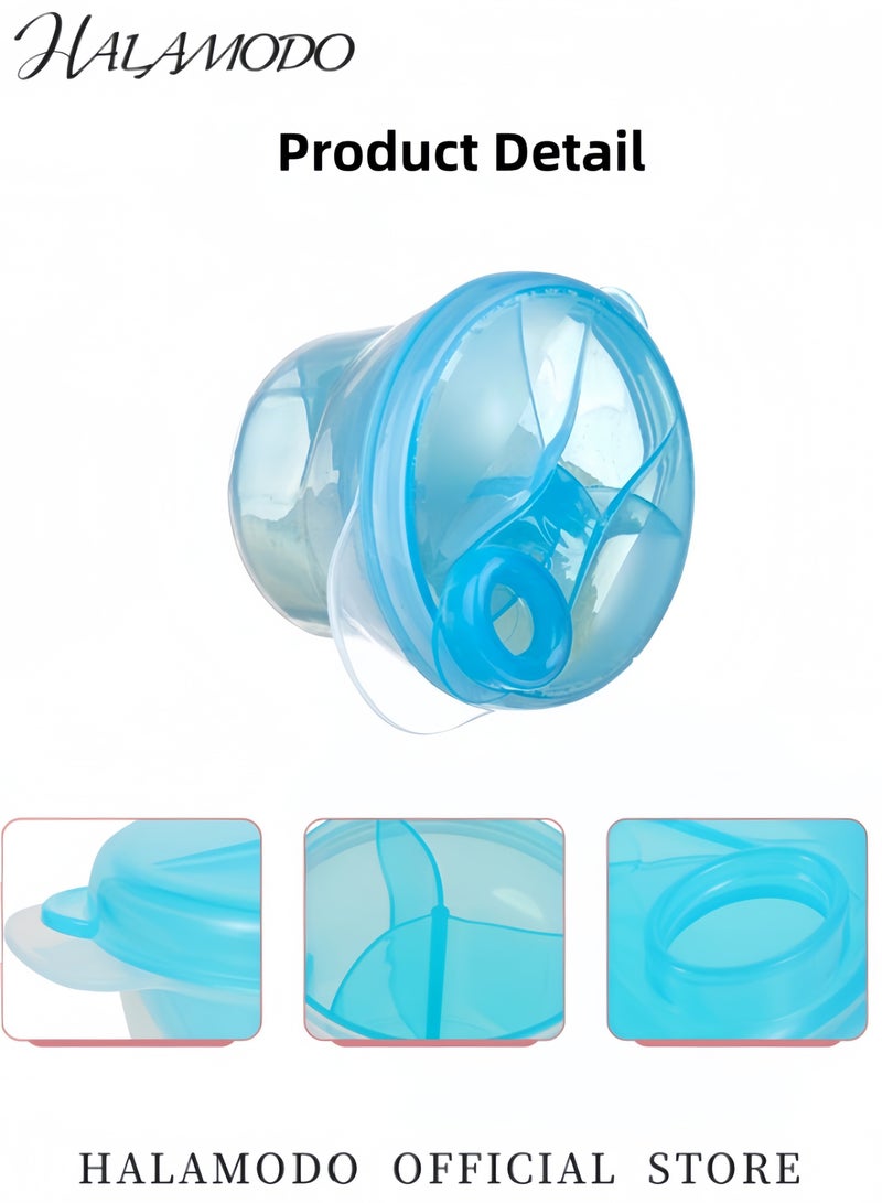 هالامودو موزع مسحوق حليب الأطفال مع غطاء دوار، موزع تركيبة خالي من مادة BPA، صندوق مسحوق حليب مانع للتسرب للتغذية أثناء التنقل، حاويات تخزين الطعام مع أقسام داخلية قابلة للفصل لحديثي الولادة والرضع - Image 3