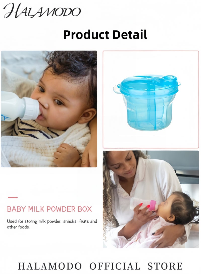هالامودو موزع مسحوق حليب الأطفال مع غطاء دوار، موزع تركيبة خالي من مادة BPA، صندوق مسحوق حليب مانع للتسرب للتغذية أثناء التنقل، حاويات تخزين الطعام مع أقسام داخلية قابلة للفصل لحديثي الولادة والرضع - Image 4