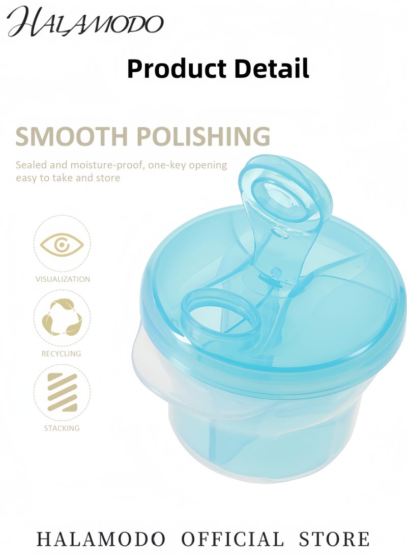 هالامودو موزع مسحوق حليب الأطفال مع غطاء دوار، موزع تركيبة خالي من مادة BPA، صندوق مسحوق حليب مانع للتسرب للتغذية أثناء التنقل، حاويات تخزين الطعام مع أقسام داخلية قابلة للفصل لحديثي الولادة والرضع - Image 5