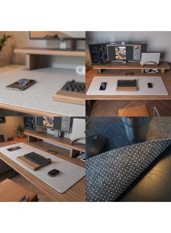 Extra Large Felt Desk Pad, Non-Slip Mouse Pad Protector for Office & Gaming – 90×40cm - Light Grey - Image 5