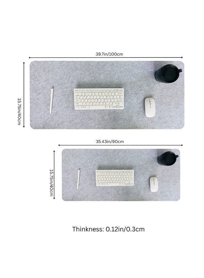 Extra Large Felt Desk Pad, Non-Slip Mouse Pad Protector for Office & Gaming – 90×40cm - Light Grey - Image 4