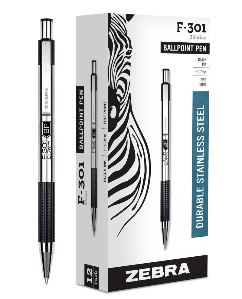 Zebra Pen Zebra F-301 Ballpoint Stainless Steel (Black) - Image 1