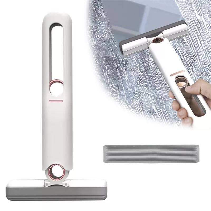 KRUPAVI Portable Mini Cleaning Mop Mini Sponge Mop Wet and Dry Use Cleaning System Mini Mop for Bathroom Kitchen Desktop Glass Living Room Car 1 Pcs - Image 1