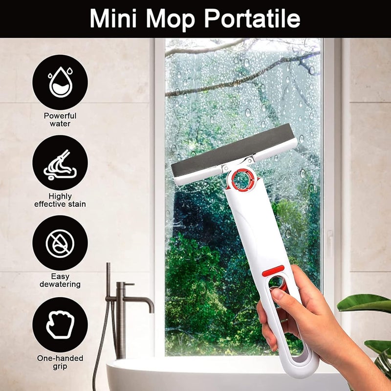 KRUPAVI Portable Mini Cleaning Mop Mini Sponge Mop Wet and Dry Use Cleaning System Mini Mop for Bathroom Kitchen Desktop Glass Living Room Car 1 Pcs - Image 2