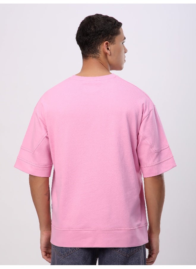 Beyoung Pink Cut And Sew Panel Oversized T-Shirt  - Image 2