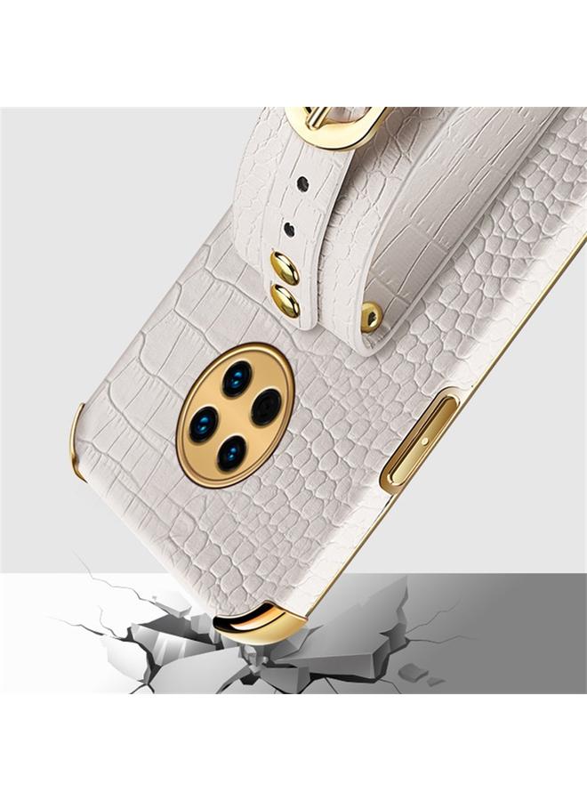 اس-توب جراب لهاتف Huawei Enjoy 20 Plus مصنوع من جلد البولي يوريثان الحراري بنمط جلد التمساح مع حزام معصم - Image 5