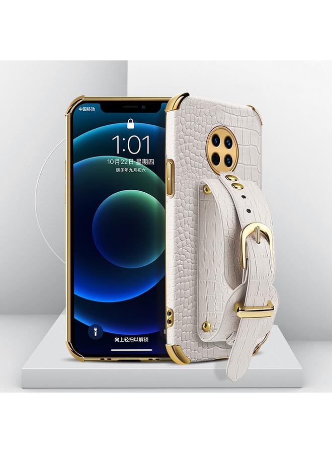 اس-توب جراب لهاتف Huawei Enjoy 20 Plus مصنوع من جلد البولي يوريثان الحراري بنمط جلد التمساح مع حزام معصم - Image 1