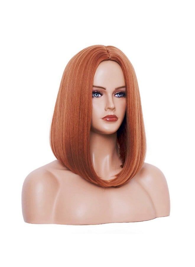 Rugelyss - Copper Red Auburn Bob Wigs For Women 14 Inches Ginger Wig With Middle Part Synthetic Hair Wig For Daily Party Or Cosplay - Image 1