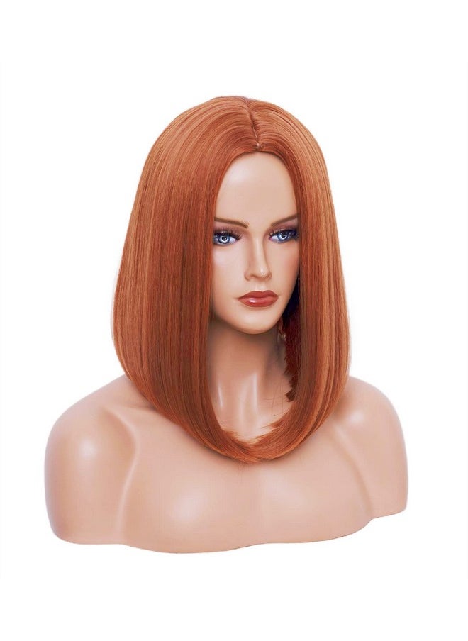 Rugelyss - Copper Red Auburn Bob Wigs For Women 14 Inches Ginger Wig With Middle Part Synthetic Hair Wig For Daily Party Or Cosplay - Image 1