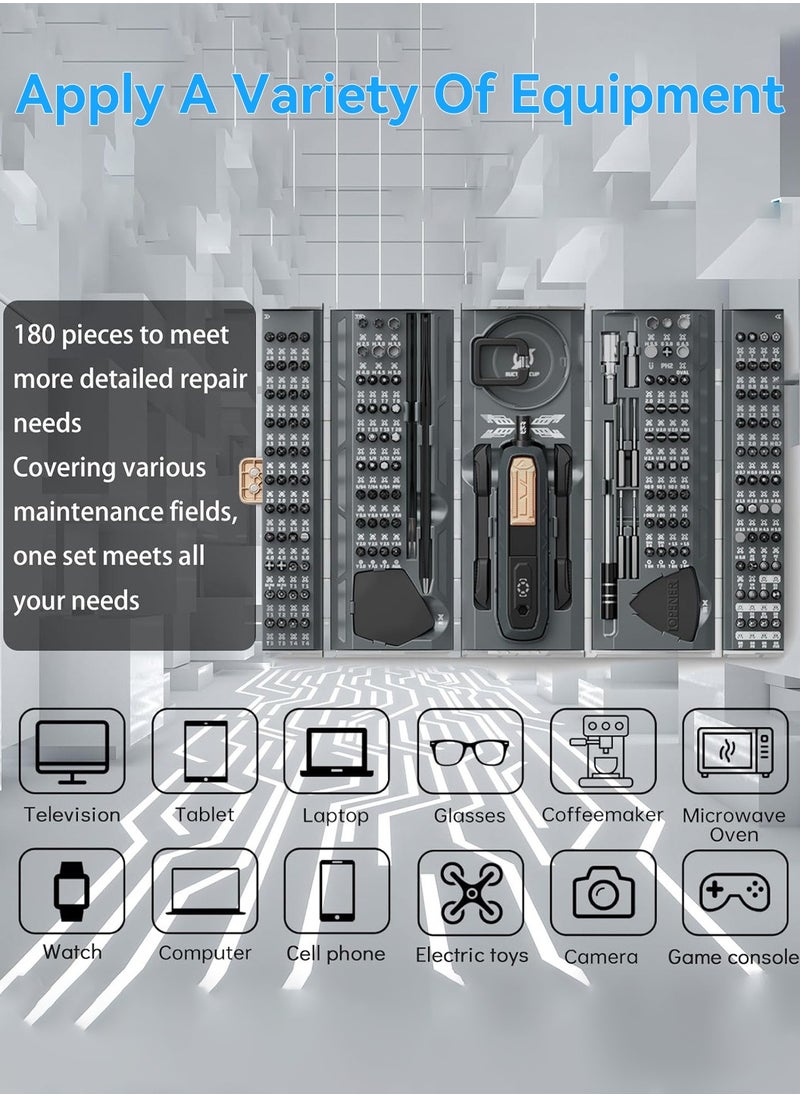 LEOKOR 180 in 1 Precision Screwdriver Set, Professional Magnetic Laptop Repair Tool Kit with 21 Kinds of 160 Magnetic Bits, for Most Electronic Devices  - Image 3