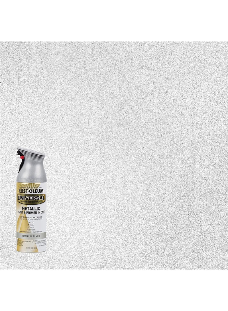 RUST-OLEUM Universal Metallic Spray Paint & Primer-Titanium Silver,11oz(312g)|Advanced Formula, Fast Drying, Rust Resistant, Multi-Surface (Wood, Metal, Plastic, Masonry), Indoor & Outdoor Use- 245220 - Image 3