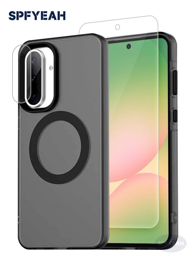 اس بي اف يا. [3 في 1] جراب Samsung Galaxy A56 مع واقي شاشة من الزجاج المقوى عالي الدقة وواقي عدسة الكاميرا، [مضاد للسقوط ومقاوم للصدمات] [مضاد للانزلاق] [لا يسبب الاصفرار] [لطيف على البشرة] جراب نحيف صلب غير لامع لهاتف Samsung A56 5G مقاس 6.7 بوصة - Image 1