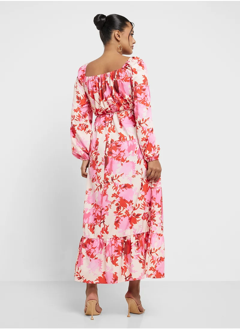 Ginger Plus Floral Print A Line Dress
