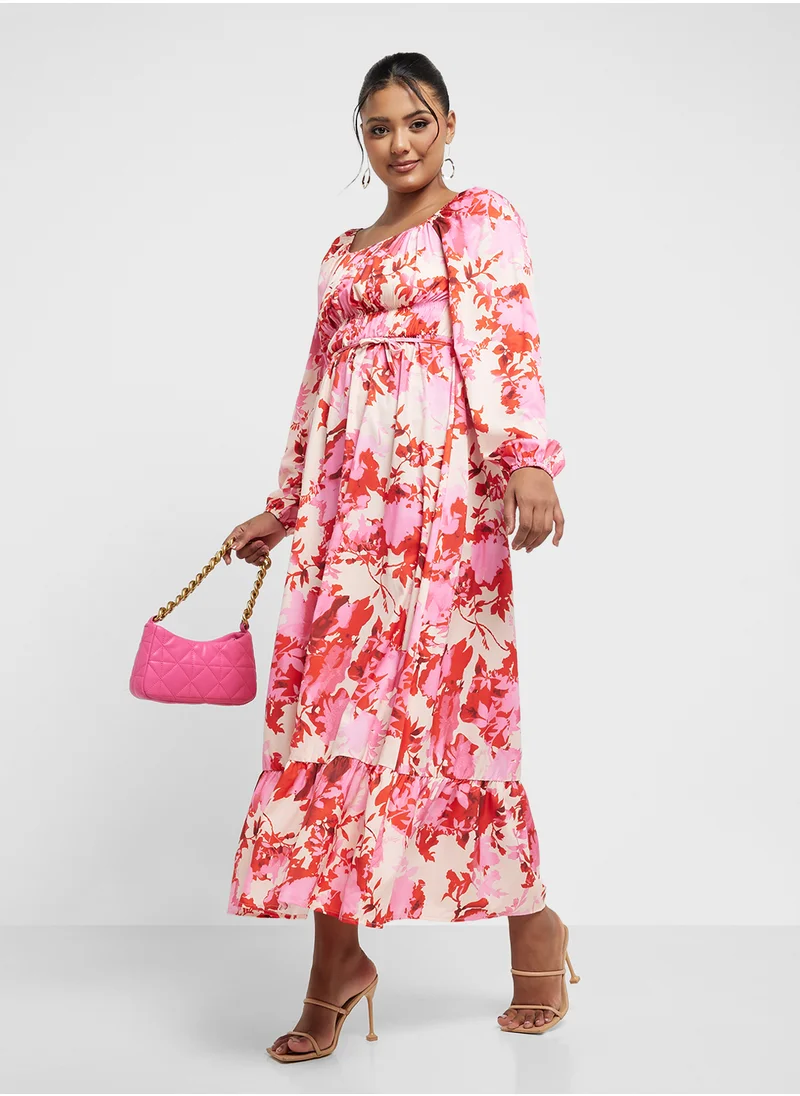 Ginger Plus Floral Print A Line Dress