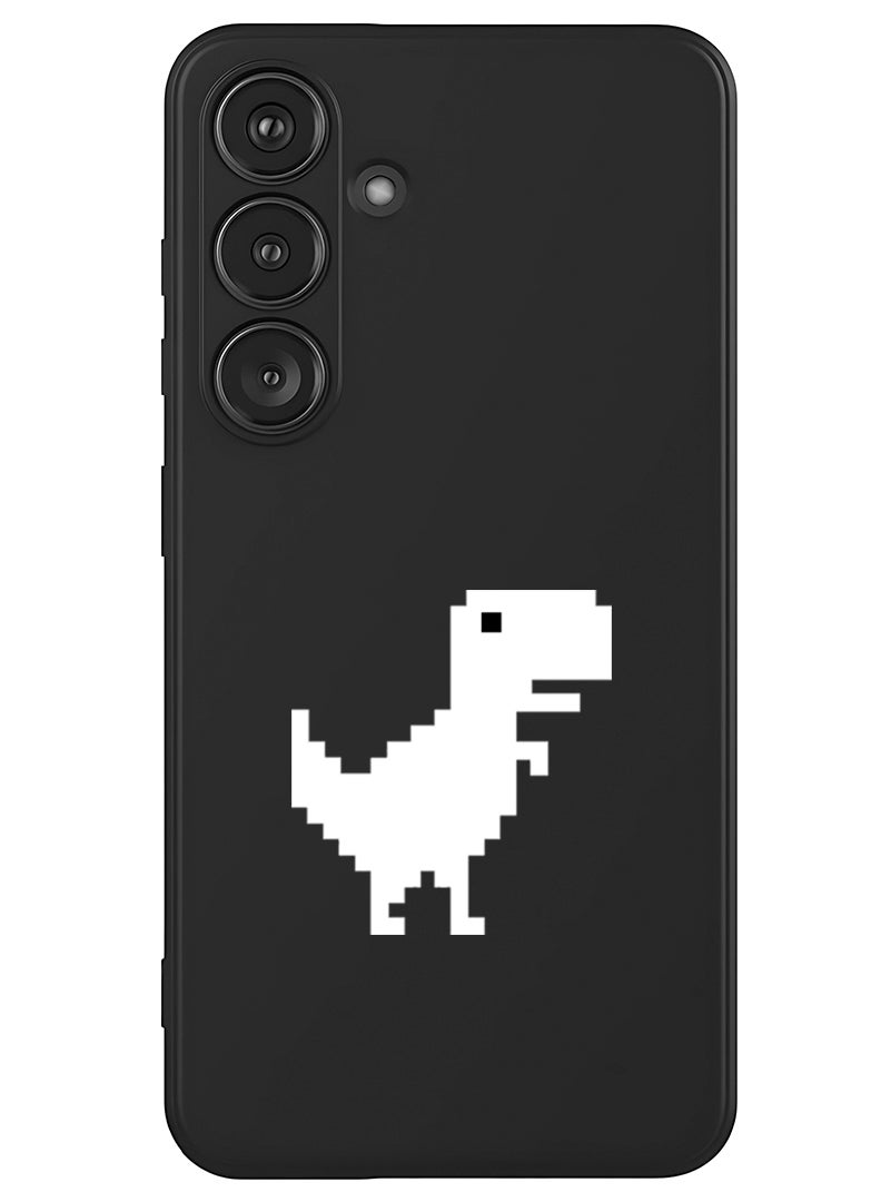 Theodor Protective Slim Fit Case Liquid Silicone Cover with Full Body Protection Anti-Scratch Shockproof Case For Samsung Galaxy S25 (Black) - Offline Dino - White - Image 1