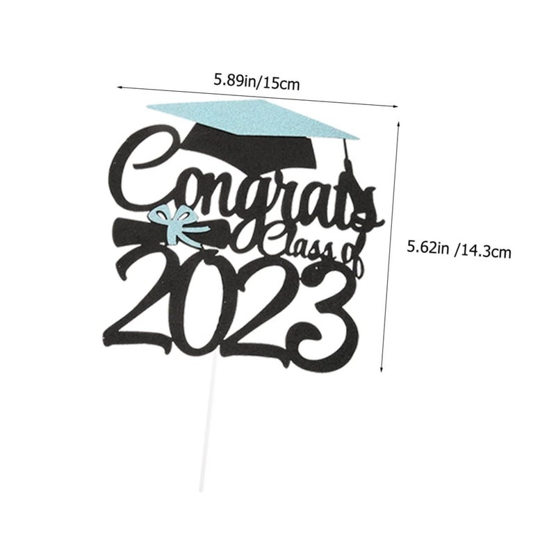 Graduation Cake Toppers 6pcs Blue Green Cupcake Decorations Party Favor Photo Prop - Image 3
