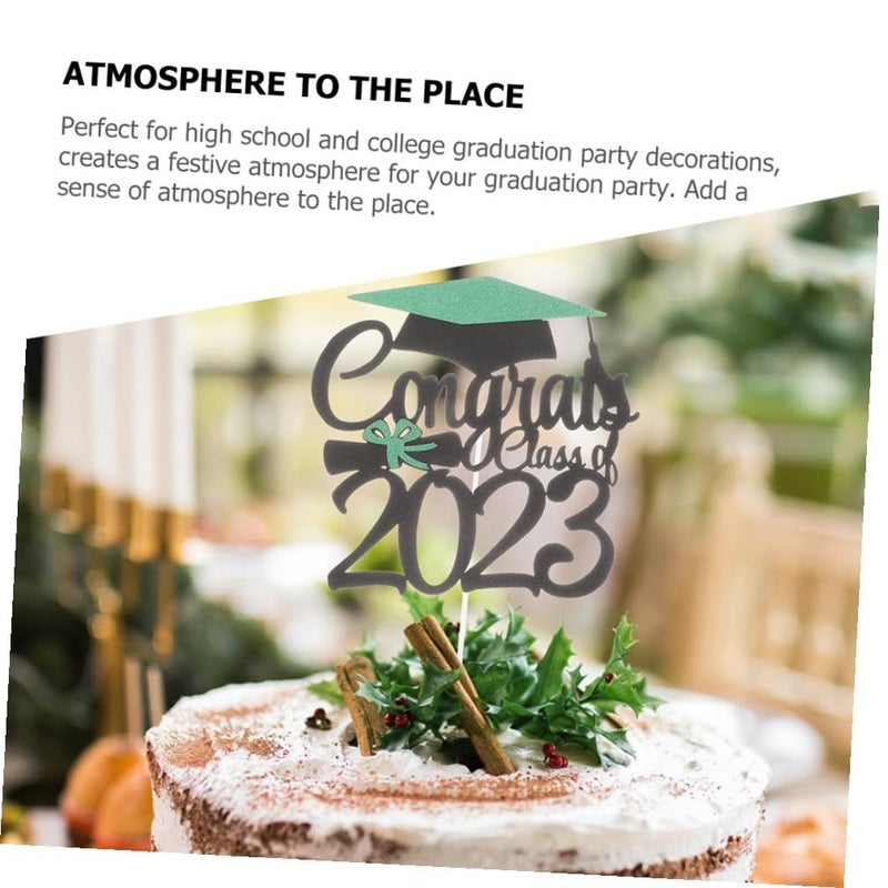 Graduation Cake Toppers 6pcs Blue Green Cupcake Decorations Party Favor Photo Prop - Image 4