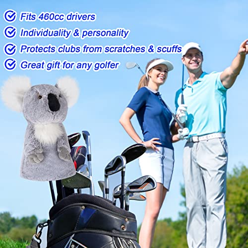 Cozion Golf Club Covers, Koala Golf Club Head Cover for Woods, Plush Animal Golf Club Covers Funny Driver Headcover for Men, Women & Kids - Image 2