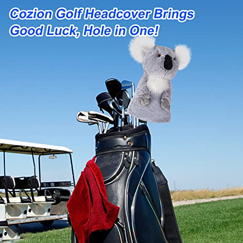 Cozion Golf Club Covers, Koala Golf Club Head Cover for Woods, Plush Animal Golf Club Covers Funny Driver Headcover for Men, Women & Kids - Image 4