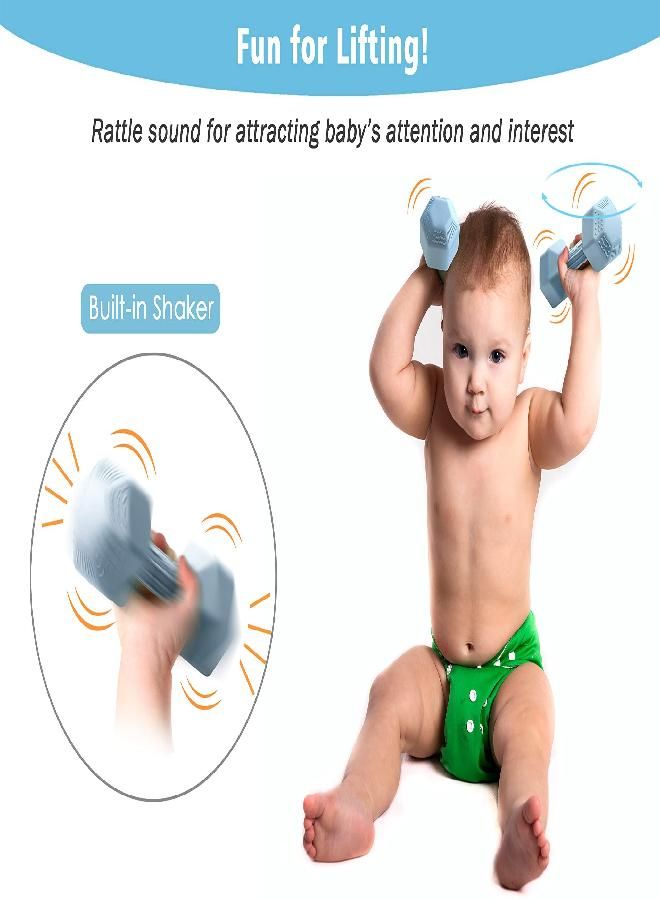 Giftty Baby Dumbbell - Silicone Infant Rattle Teething Toy Teether Toddler Sensory Toy Durable Safe Exercises Workout Weight - Great Gift for Baby Boys & Girls (1pcs - Tangerine) - Image 2
