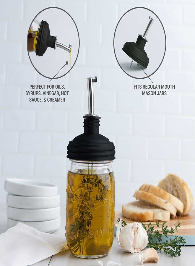 reCap Mason Jar Pour Spout and Olive Oil Dispenser | Regular Mouth | Black | Made in the USA | Leak-proof | Freezer-proof - Image 5