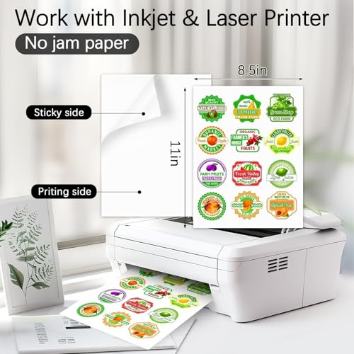 QYH Printable Sticker Paper for Printer - Matte Waterproof White Vinyl, 160 Sheets 8.5x11in Bulk Stickers for Small Business/Home, Compatible with Cricut/Silhouette & Inkjet/Laser Printers - Image 4