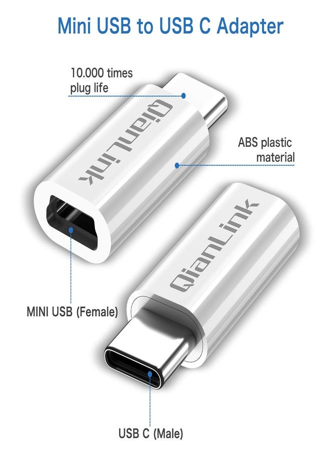 QianLink Mini USB to USB C Adapter, (2-Pack) Mini USB Female to USB C Male Convert Charging & Data Sync Compatible with Samsung Galaxy S10 S9 S8 Plus Note 9 8, LG V40 V35 V30 V20 G7 G6 G5,Moto Z2 Z3 - Image 2