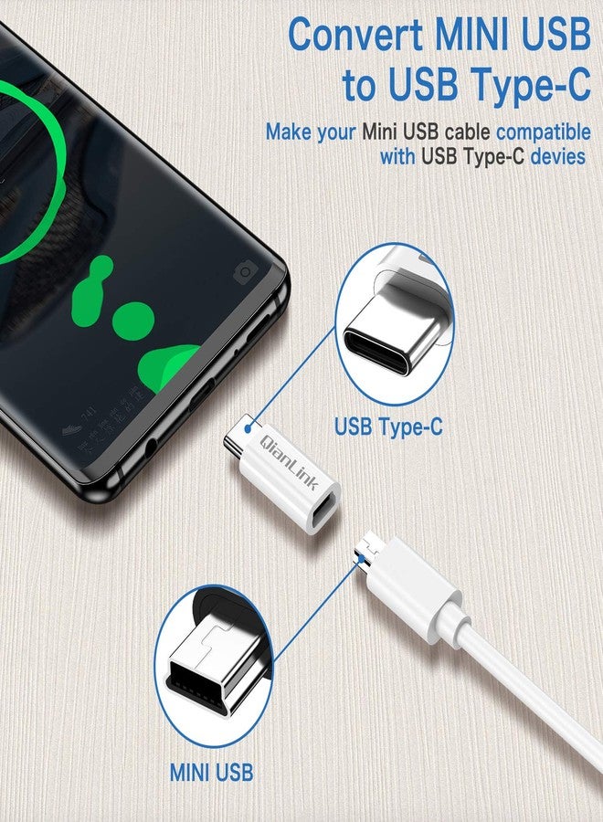 QianLink Mini USB to USB C Adapter, (2-Pack) Mini USB Female to USB C Male Convert Charging & Data Sync Compatible with Samsung Galaxy S10 S9 S8 Plus Note 9 8, LG V40 V35 V30 V20 G7 G6 G5,Moto Z2 Z3 - Image 3