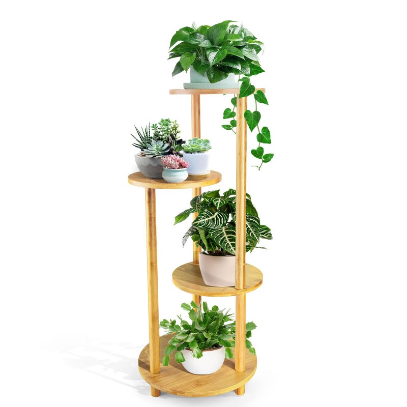 IKEPAHOK IKEPAHOK Bamboo Plant Stand Indoor 4Tier Planter Shelf for Multiple Plants Tall Corner Holder for Living Room Outdoor Display Rack for Balcony Patio Flower Potted Stand for Office Decor 