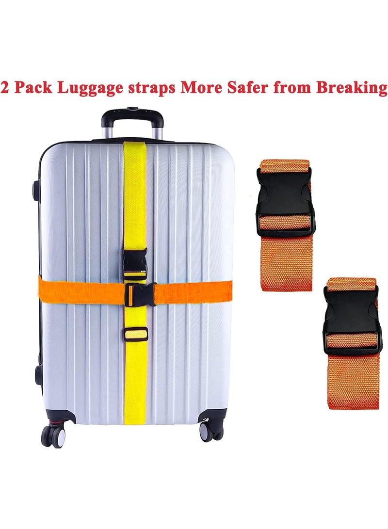 2 Pack Suitcase Belts, Adjustable Luggage Straps, Bright Colors Travel Packing Straps with Quick Release Buckle (Orange) - Image 2