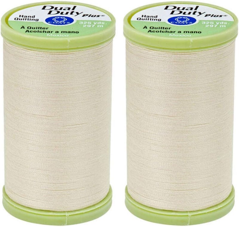 2-Pack Bundle & Clark Dual Duty Plus Hand Quilting Thread 325yds Cream s960-8020
