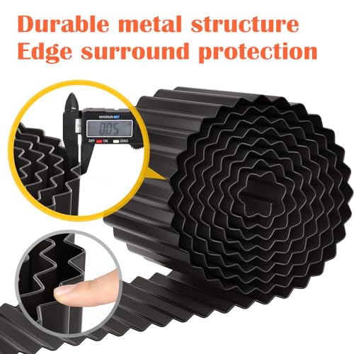 LAVEVE Corrugated Metal Garden Edging 6" x 40Ft, Landscape Edging Border for Lawn, Flower Bed, Garden Fence, Paver Edging (Black) - Image 2