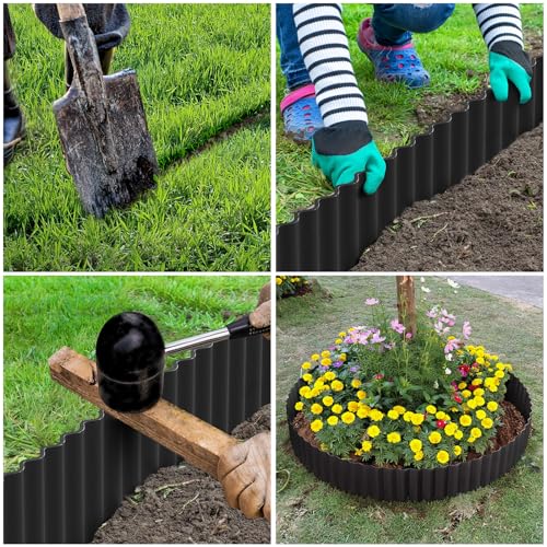 LAVEVE Corrugated Metal Garden Edging 6" x 40Ft, Landscape Edging Border for Lawn, Flower Bed, Garden Fence, Paver Edging (Black) - Image 3