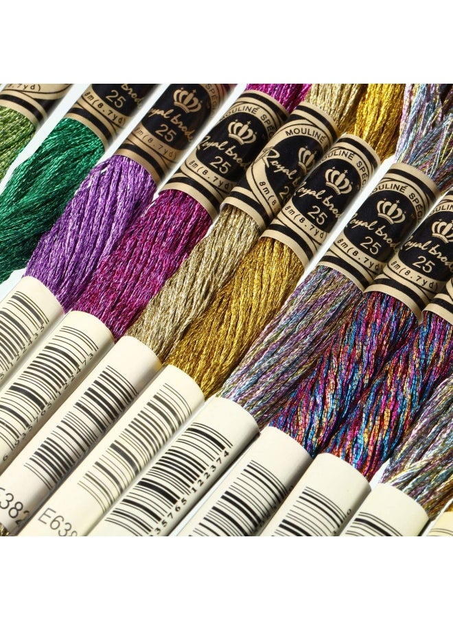 WILLBOND 24 Pieces Metallic Embroidery Threads Skein Embroidery Thread Multi Color Shimmering Embroidery Thread Polyester Cross Stitch Thread For Friendship Bracelets Diy Craft Embroidery Thread  - Image 3