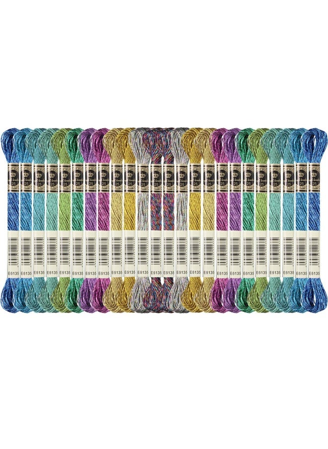 WILLBOND 24 Pieces Metallic Embroidery Threads Skein Embroidery Thread Multi Color Shimmering Embroidery Thread Polyester Cross Stitch Thread For Friendship Bracelets Diy Craft Embroidery Thread  - Image 2