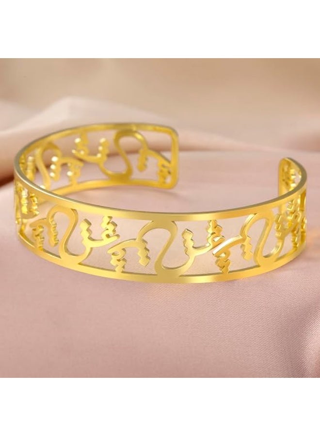 Dreamtimes Islamic Muslim Shahada Bracelet Skeleton Opening Bracelet Adjustable Stainless Steel Muslim Arabic Islamic Muslim Religious Bangles Openable Allah Bangles Bracelets - Image 5