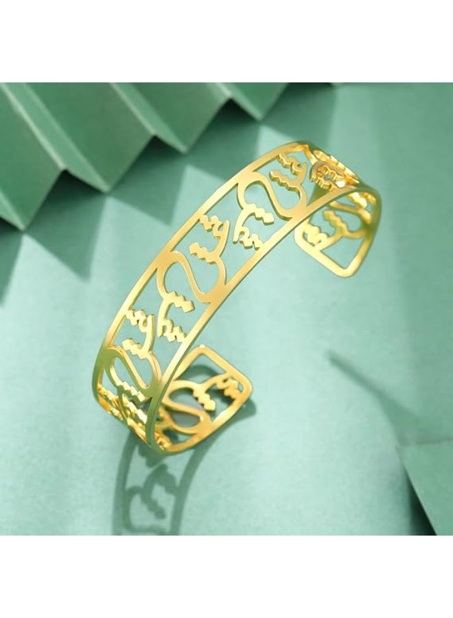 Dreamtimes Islamic Muslim Shahada Bracelet Skeleton Opening Bracelet Adjustable Stainless Steel Muslim Arabic Islamic Muslim Religious Bangles Openable Allah Bangles Bracelets - Image 1
