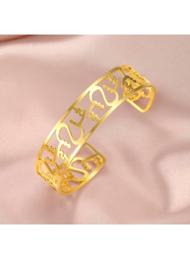 Dreamtimes Islamic Muslim Shahada Bracelet Skeleton Opening Bracelet Adjustable Stainless Steel Muslim Arabic Islamic Muslim Religious Bangles Openable Allah Bangles Bracelets - Image 2