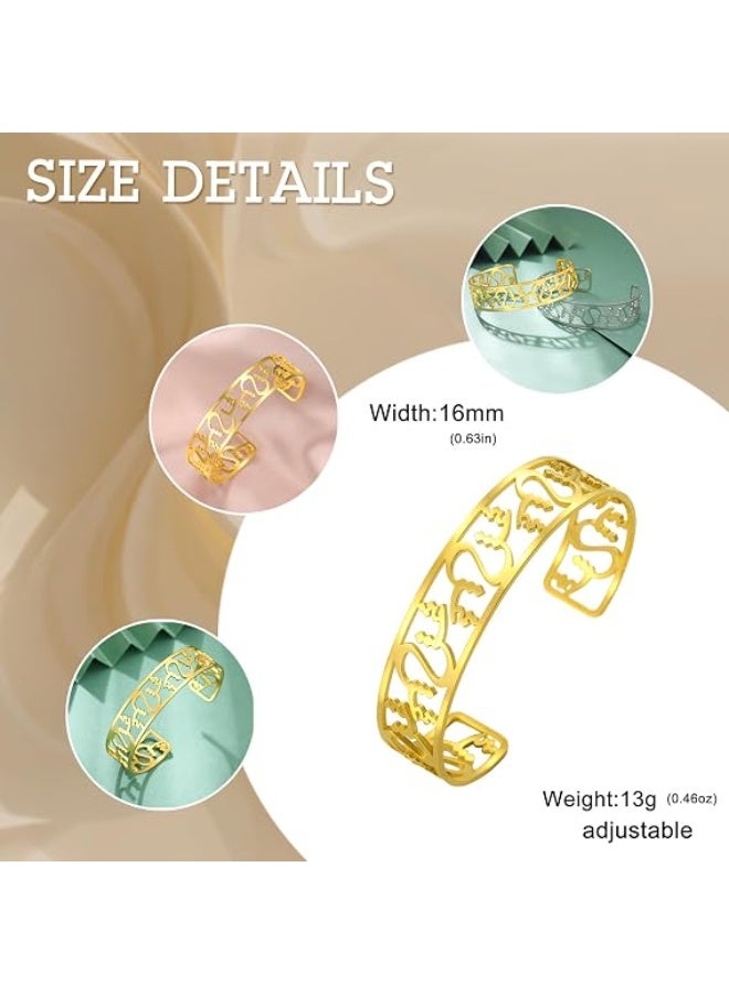 Dreamtimes Islamic Muslim Shahada Bracelet Skeleton Opening Bracelet Adjustable Stainless Steel Muslim Arabic Islamic Muslim Religious Bangles Openable Allah Bangles Bracelets - Image 4