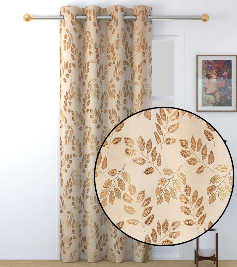 FRESH FROM LOOM Curtains for Door 6 Feet Long Door Window Curtain Jacquard Polyester Weaved Parda Latest Modern Parde for Living Room Bedroom Home Screens Eyelet Ring Beige 1pc6 Feet
