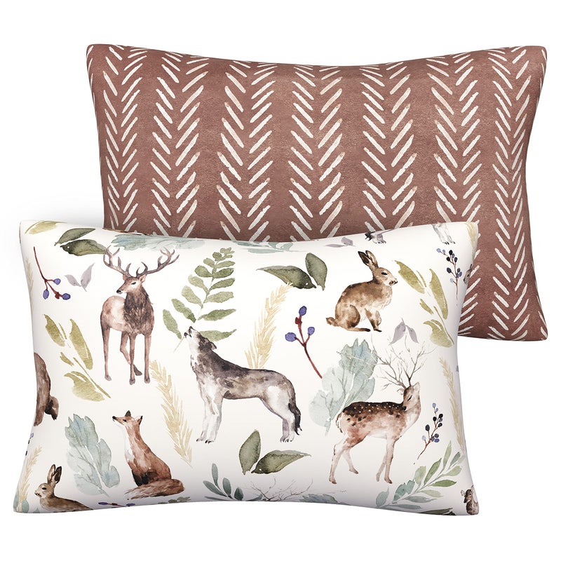 Pobibaby Pobibaby  2 Pack Premium Toddler Pillowcase  Ultra Soft Jersey Knit  Crib Pillow Kids Pillow Travel Pillow Case Cover Wildlife 