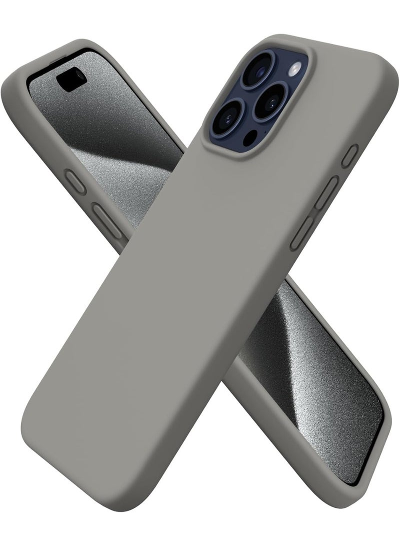 Silicone Case Compatible with iPhone 16 Pro Max, Slim Liquid Silicone Phone Case with 3-Layer Soft Rubber Shockproof Bumper with TPU Lining (Grey)
